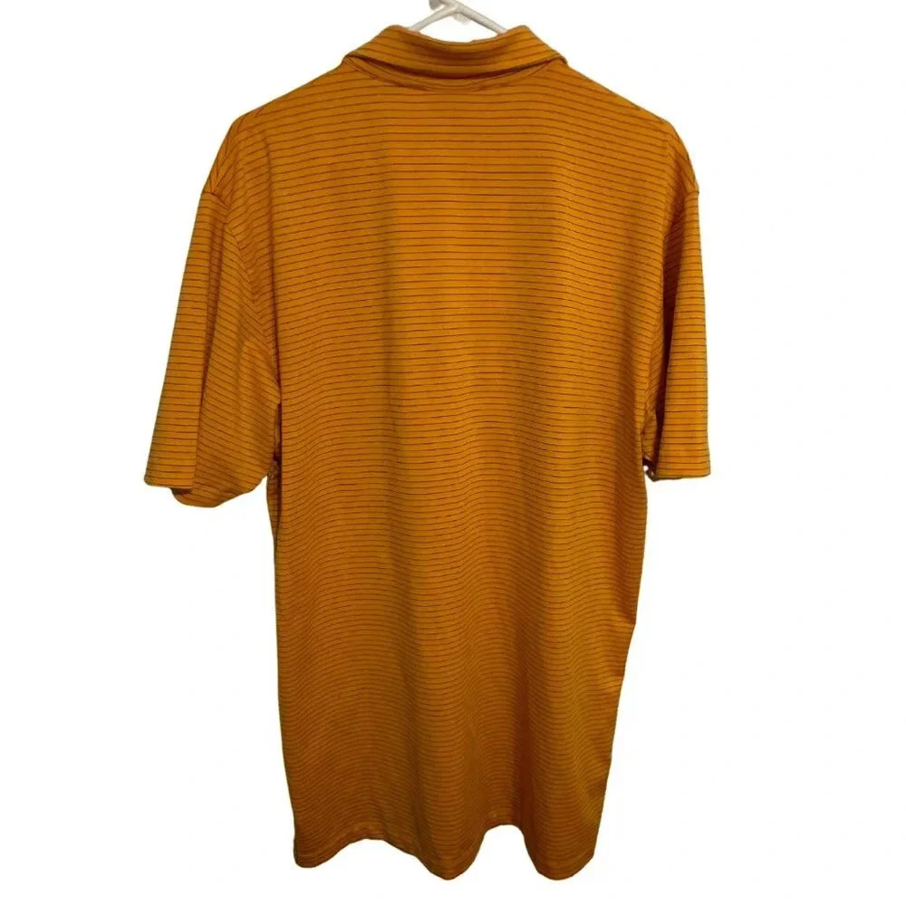 Dunning Golf Mens Mustard Yellow with Black Stripes Polo Shirt - Size Large - Picture 5 of 5